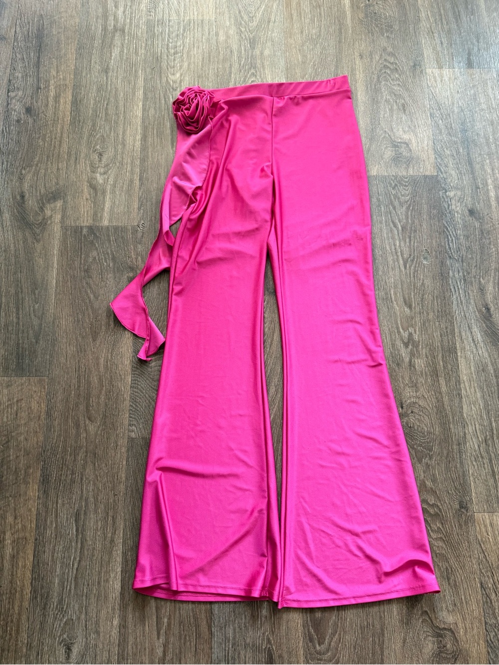 Forever 21 Wide-Leg Pants with Side Rosette in Bright Pink